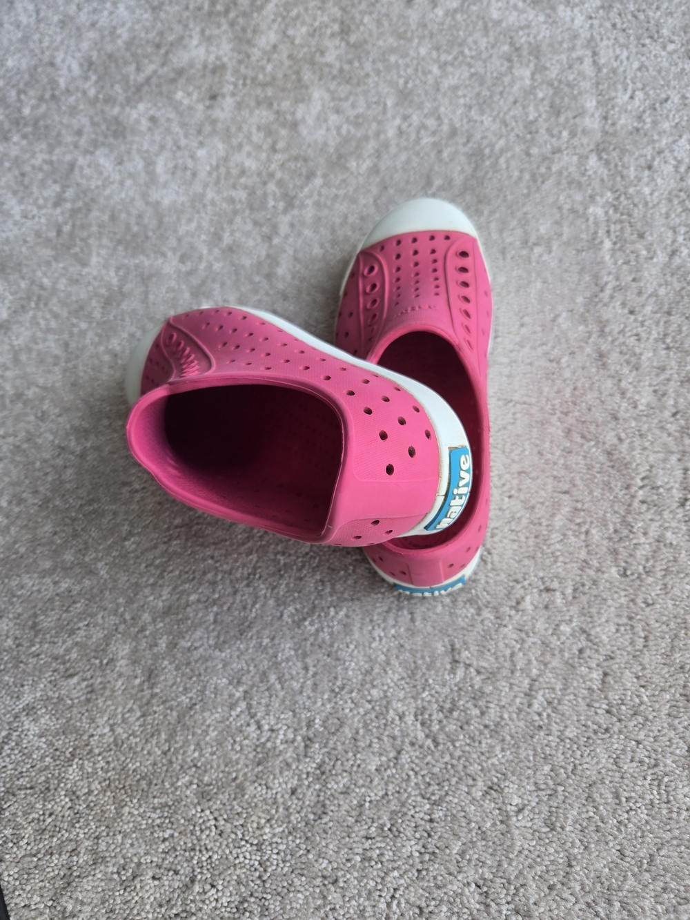 Native Kids Slip-On Sneakers in Bright Pink with White Toe Caps - Picture 6 of 6